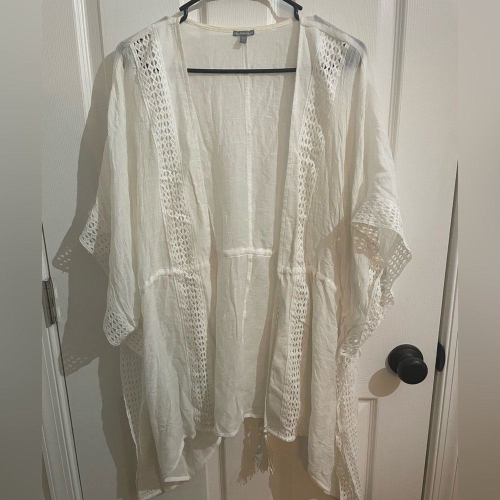 White sheer kimono cover up
